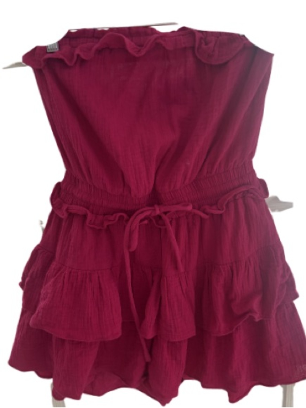 Doe & Rae Hot Pink Strapless Ruffled Romper